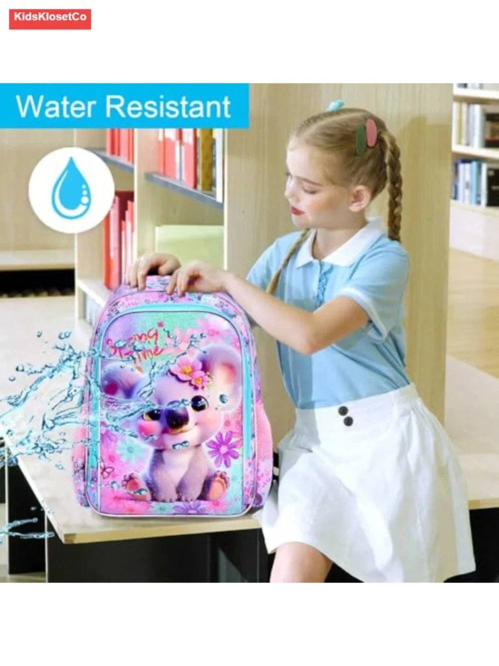 3PCS Girls Backpack Set with Lunch Box, Water Resistant School Bag